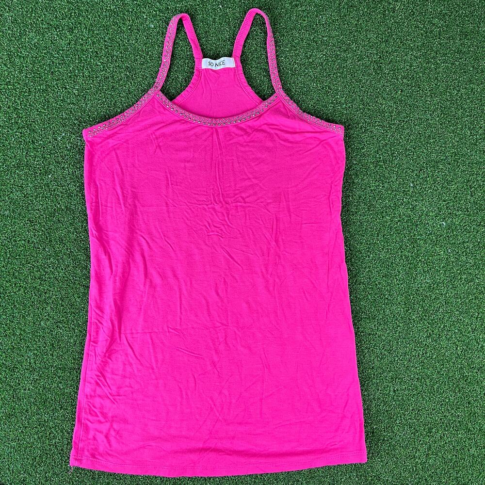 SO NICE Pink Silver Stud Racerback Camisole Tank Sz XS